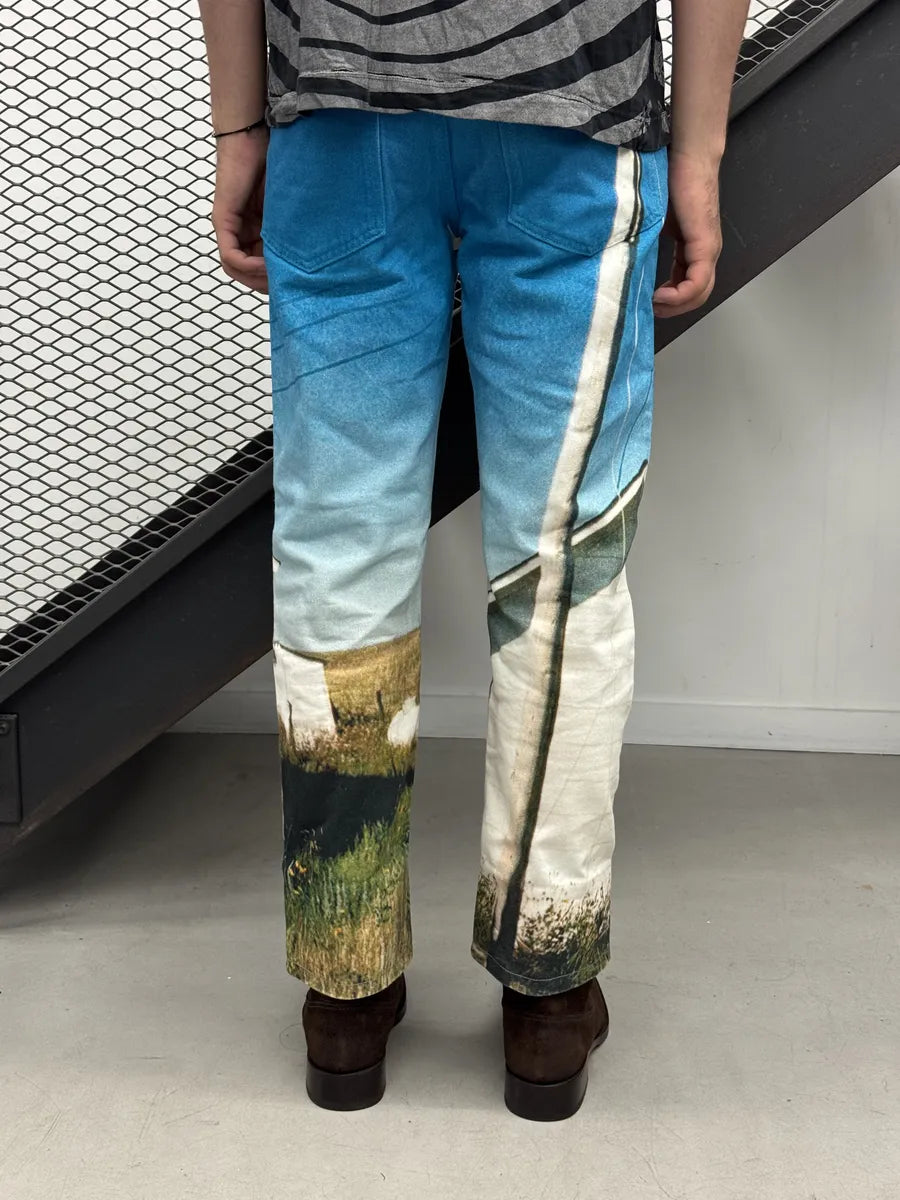 FW2017 Raf Simons x Calvin Klein Blue Denim Flag Print Jeans DYLYSla 2