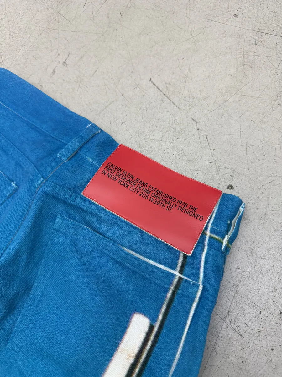 FW2017 Raf Simons x Calvin Klein Blue Denim Flag Print Jeans DYLYSla 4