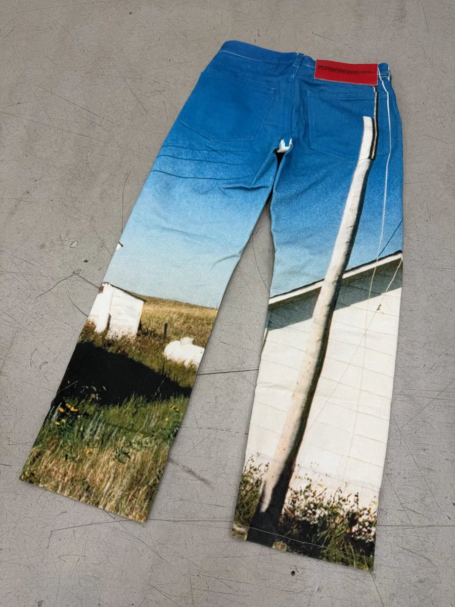 FW2017 Raf Simons x Calvin Klein Blue Denim Flag Print Jeans DYLYSla 5