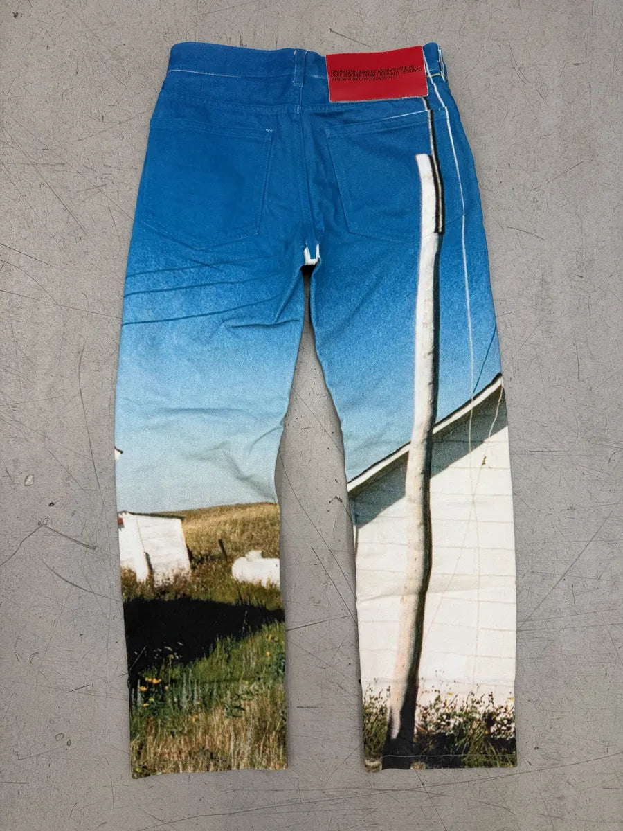 FW2017 Raf Simons x Calvin Klein Blue Denim Flag Print Jeans DYLYSla 6