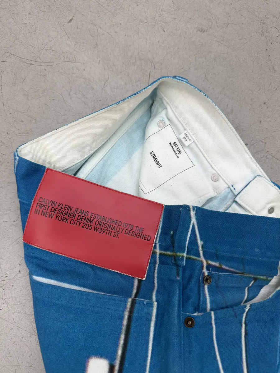 FW2017 Raf Simons x Calvin Klein Blue Denim Flag Print Jeans DYLYSla 7