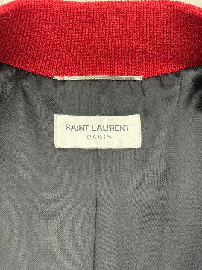 FW2017 Saint Laurent Black & Red Leather Striped Biker Jacket LwxJgxq 10