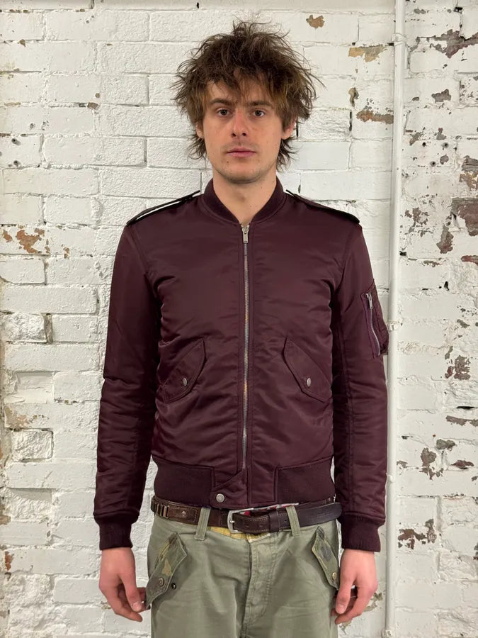 FW2017 Saint Laurent Bordeaux Nylon Bomber Jacket qYceGut 1