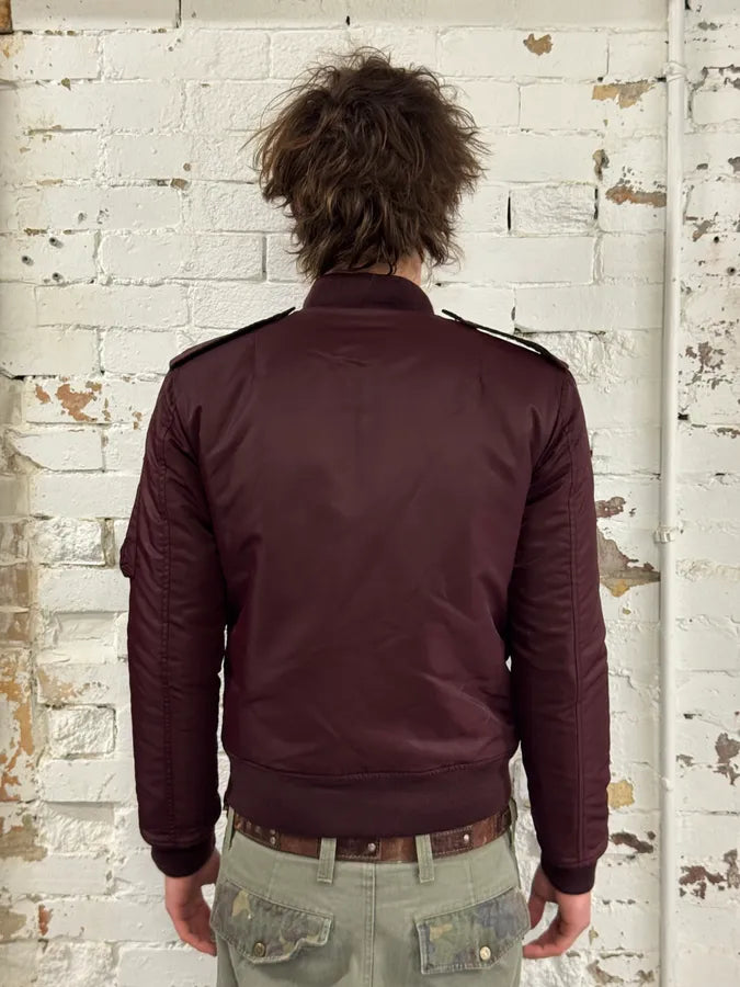 FW2017 Saint Laurent Bordeaux Nylon Bomber Jacket qYceGut 2