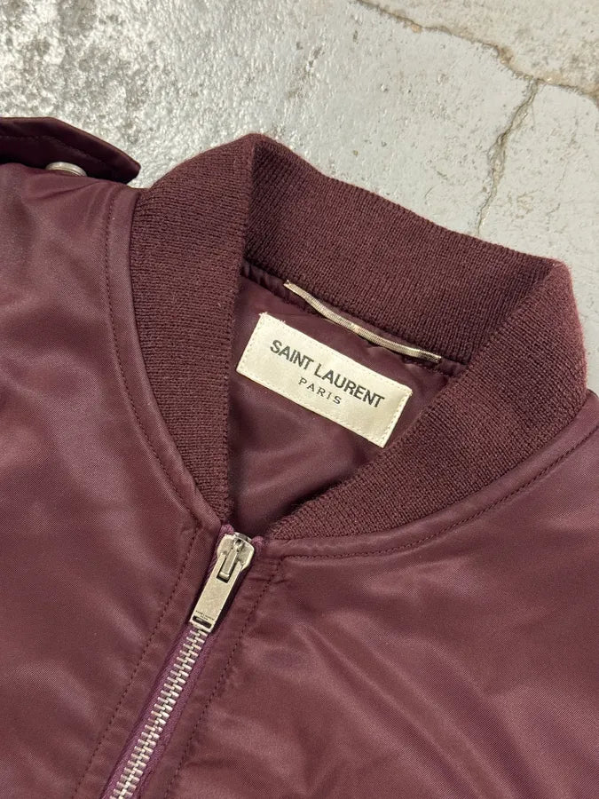FW2017 Saint Laurent Bordeaux Nylon Bomber Jacket qYceGut 5