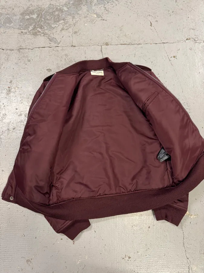 FW2017 Saint Laurent Bordeaux Nylon Bomber Jacket qYceGut 8