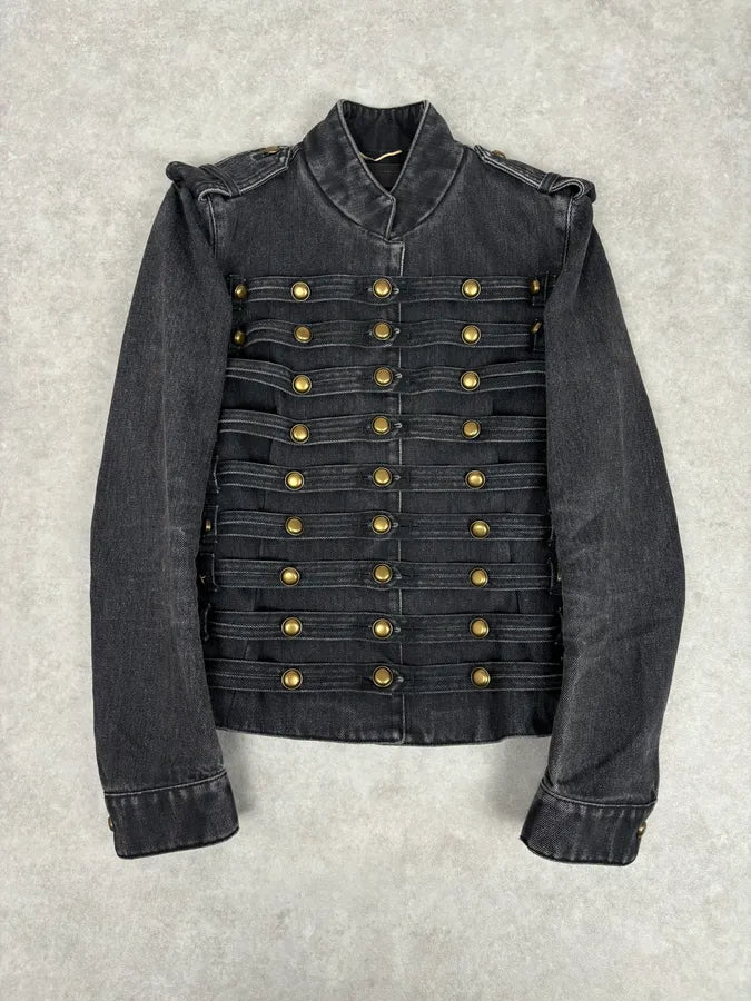 FW2017 Saint Laurent Military Grey Officer Napoleon Denim Jacket by Anthony Vaccarello GRIKjkO 3