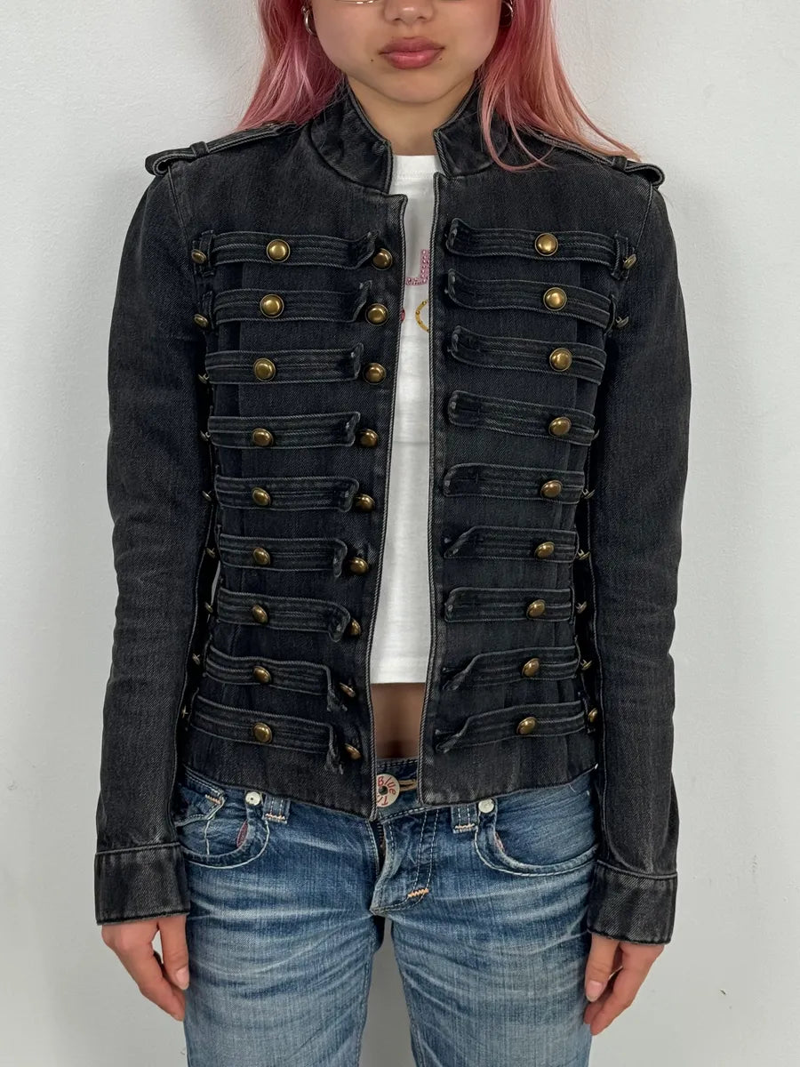 FW2017 Saint Laurent Military Grey Officer Napoleon Denim Jacket by Anthony Vaccarello GRIKjkO 1