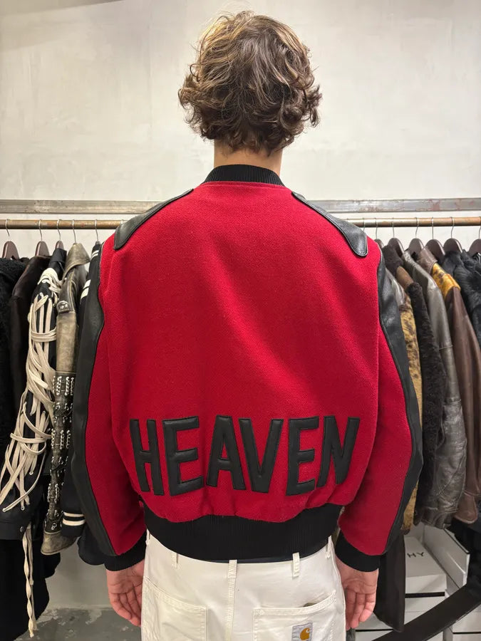 FW2017 Saint Laurent Red & Black Heaven Leather Teddy Bomber Jacket (L) zCbkooE 2
