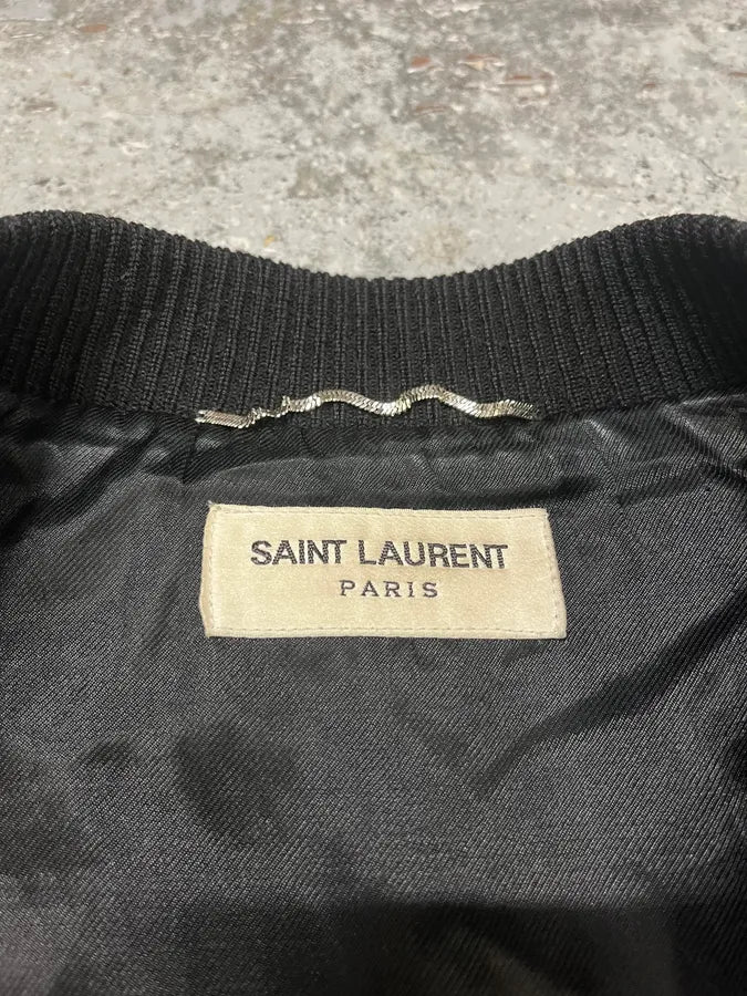 FW2017 Saint Laurent Red & Black Heaven Leather Teddy Bomber Jacket (L) zCbkooE 7