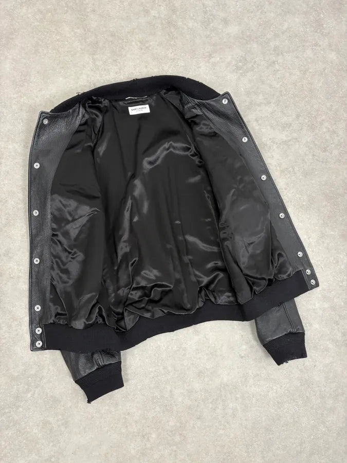 FW2017 Saint Laurent Red Flames Black Leather Bombers Jacket HkhuYMT 6