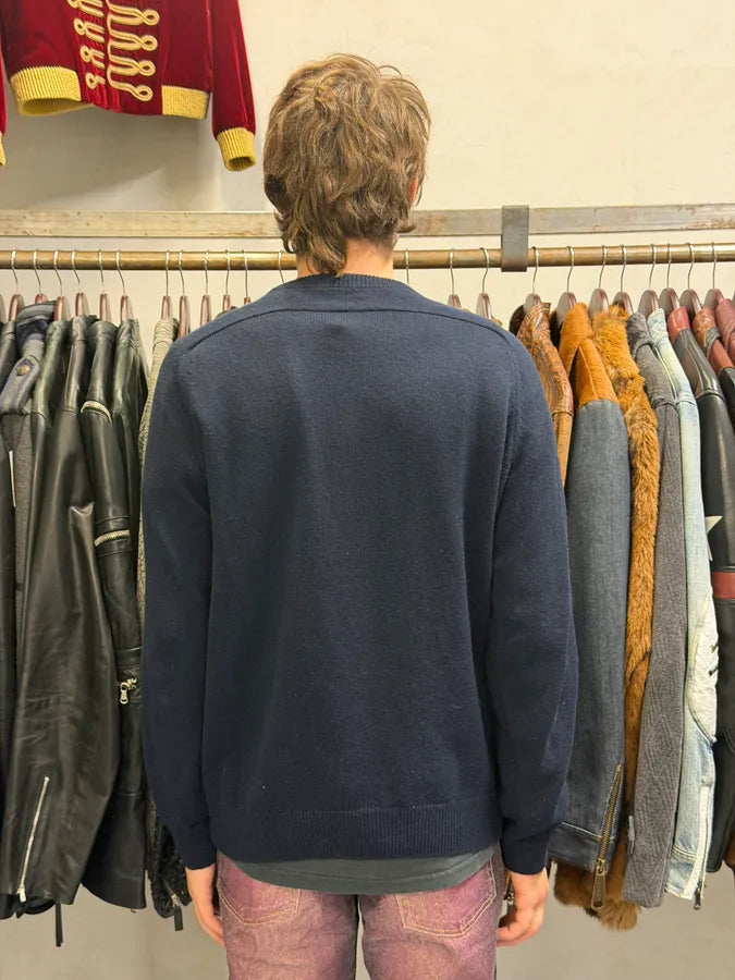 FW2017 Saint Laurent Navy SL Logo University Wool Sweater dLKPoRN 3