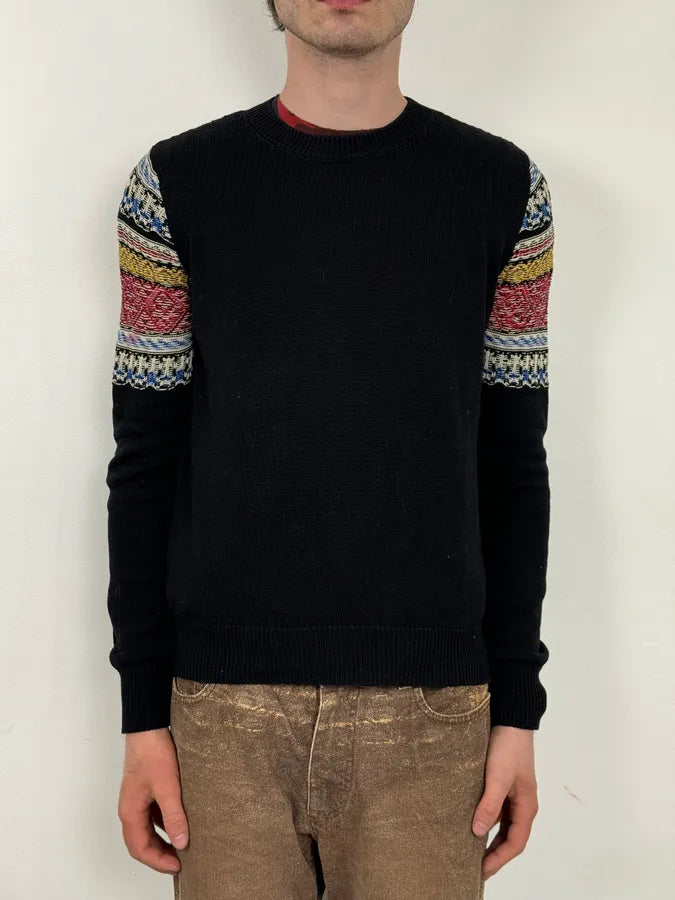 AW2017 Saint Laurent Black Contrast Knit Sweater fAltnbs 1