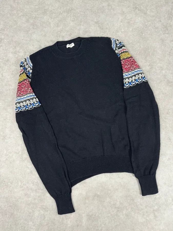 AW2017 Saint Laurent Black Contrast Knit Sweater fAltnbs 3