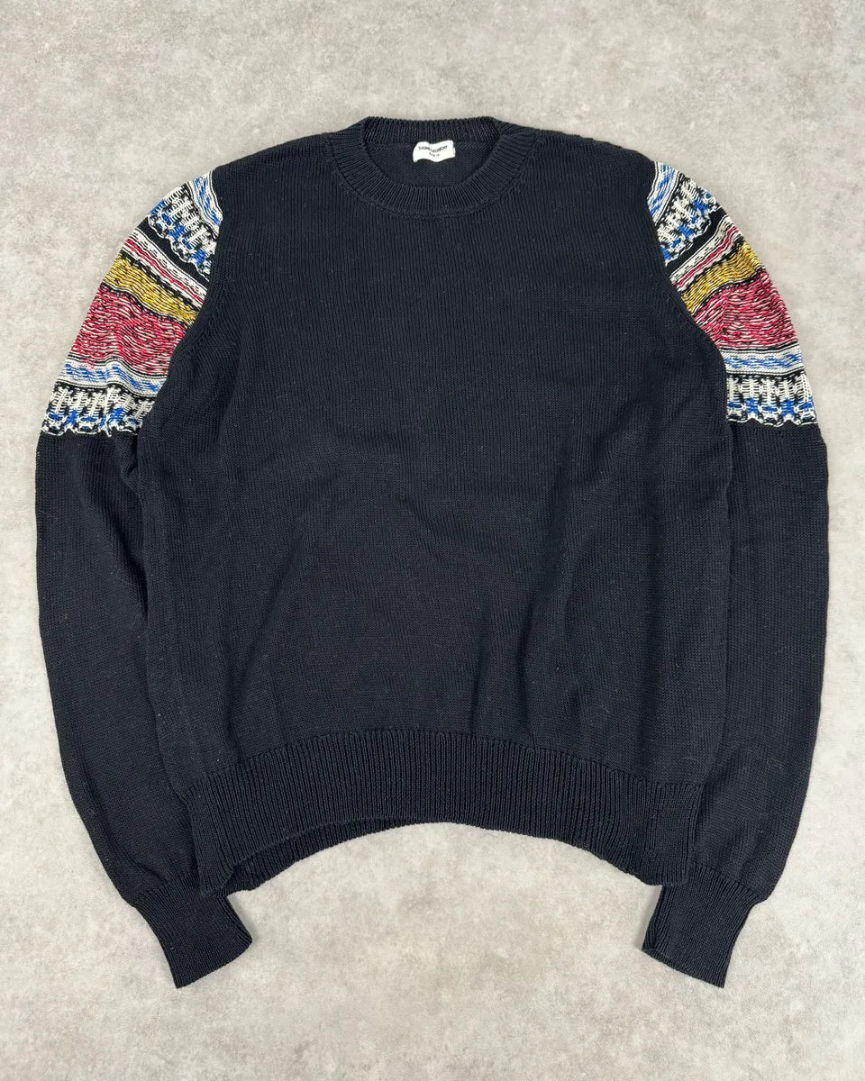 AW2017 Saint Laurent Black Contrast Knit Sweater fAltnbs 0