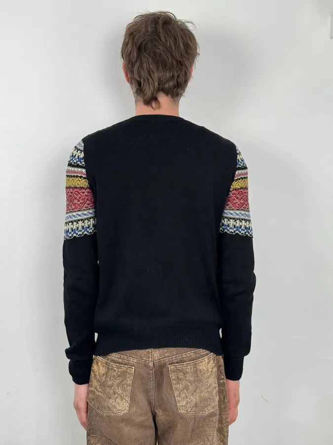 AW2017 Saint Laurent Black Contrast Knit Sweater fAltnbs 2