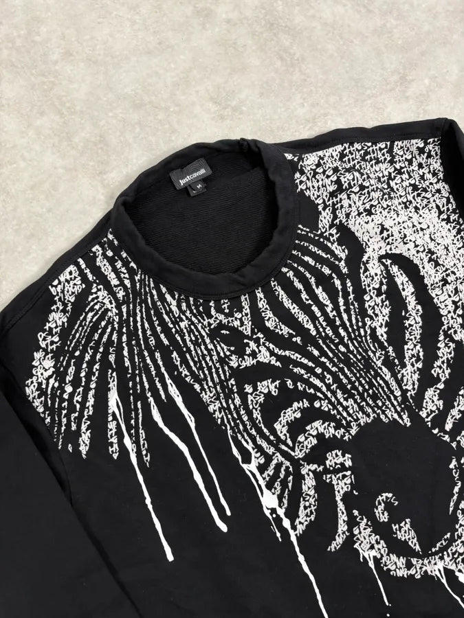FW2018 Cavalli Black Zebra Poem Sweater tCAwOiP 4
