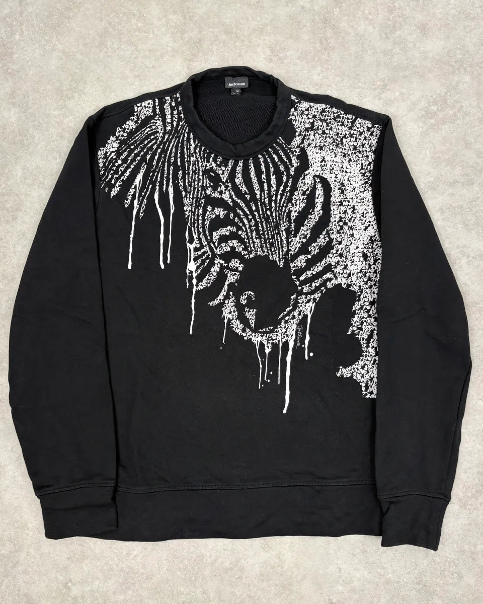 FW2018 Cavalli Black Zebra Poem Sweater tCAwOiP 0
