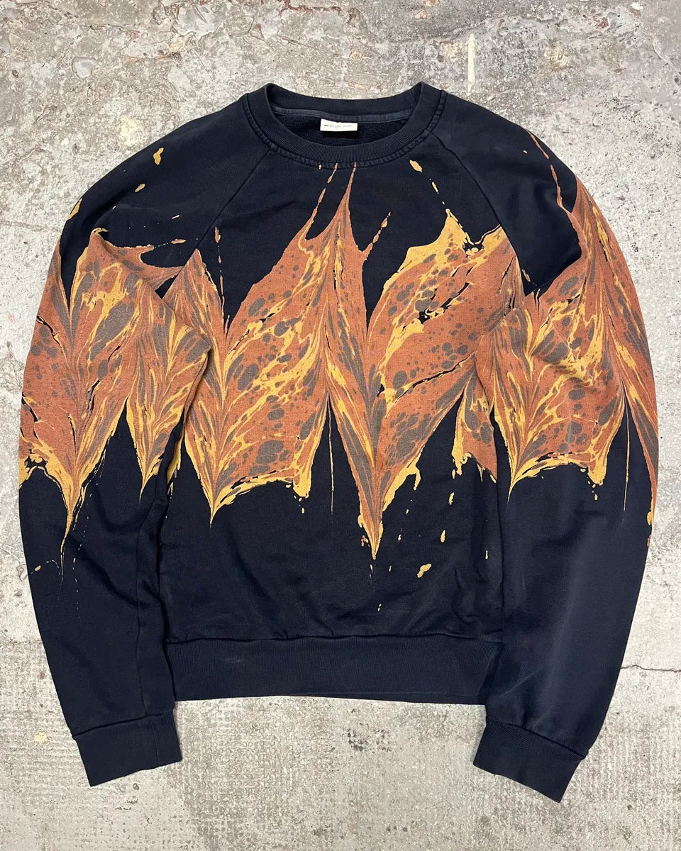 FW2018 Dries Van Noten Splash Navy Crewneck Sweater bjZDOiS 0