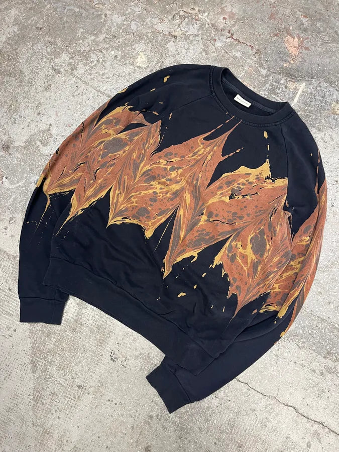 FW2018 Dries Van Noten Splash Navy Crewneck Sweater bjZDOiS 1