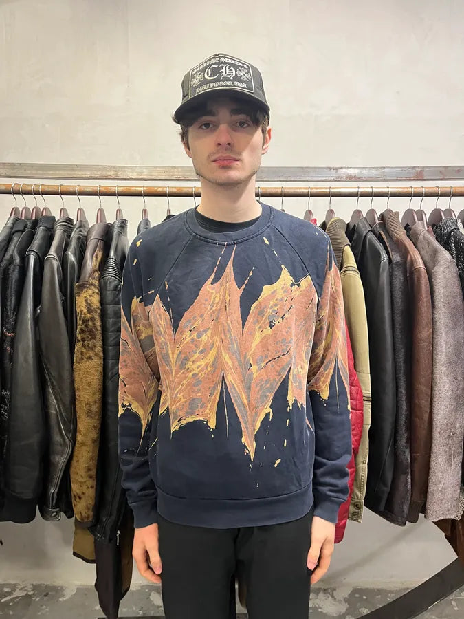 FW2018 Dries Van Noten Splash Navy Crewneck Sweater bjZDOiS 3