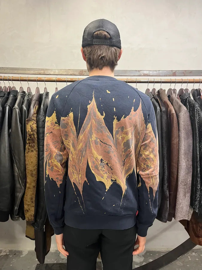 FW2018 Dries Van Noten Splash Navy Crewneck Sweater bjZDOiS 4