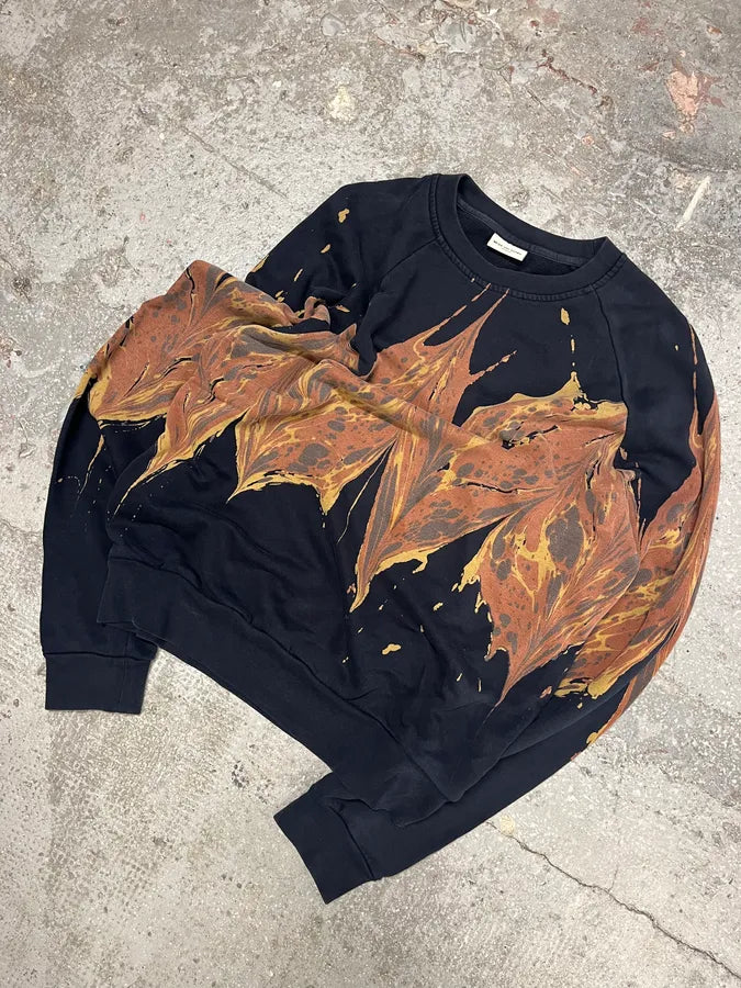 FW2018 Dries Van Noten Splash Navy Crewneck Sweater bjZDOiS 5