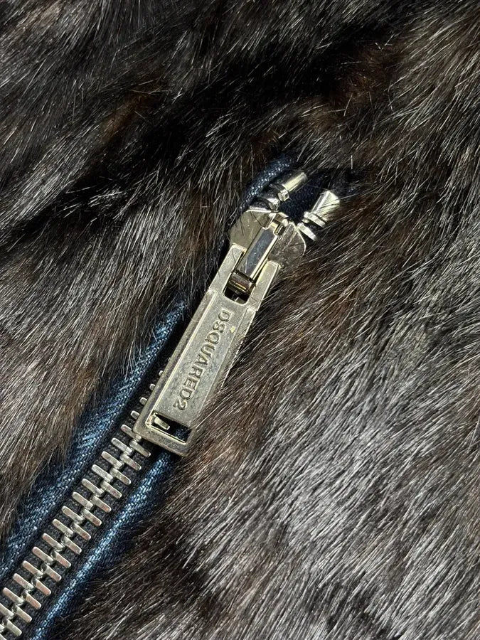 FW2018 Dsquared2 Black Denim Faux Fur-Lined Denim Jacket VMkYRLi 6