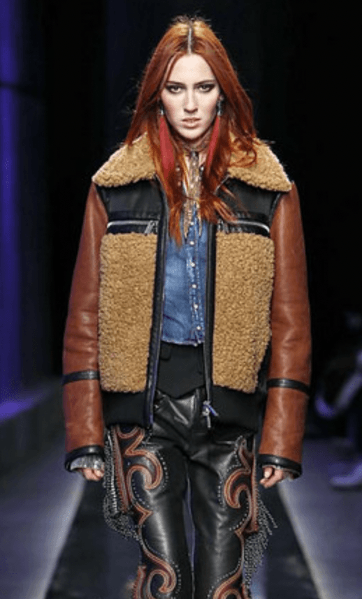 FW2018 Dsquared2 Brown & Black Beige Shearling Leather Alpha Jacket hjKIUSX 1