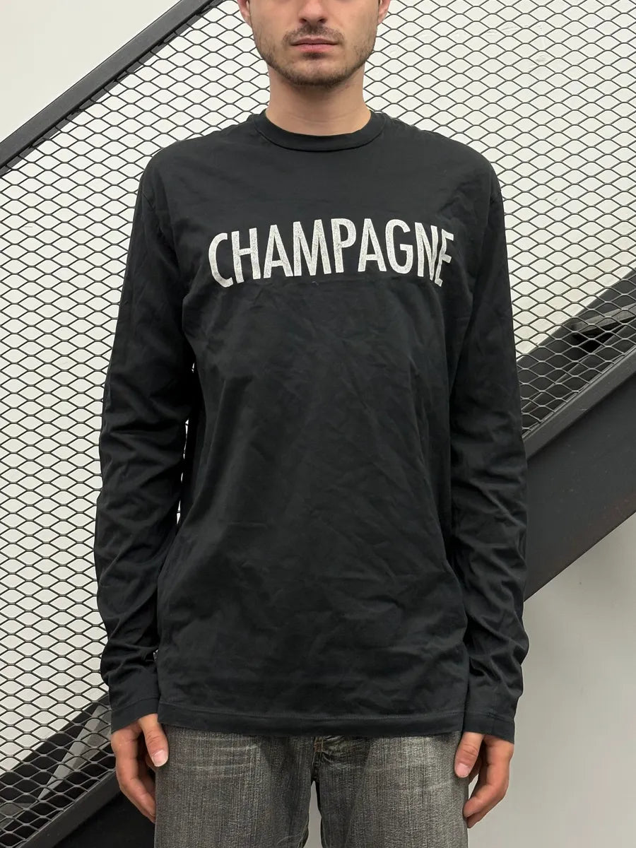 FW2018 Dsquared2 Black Champagne Longsleeve T-Shirt rUGWZXH 0