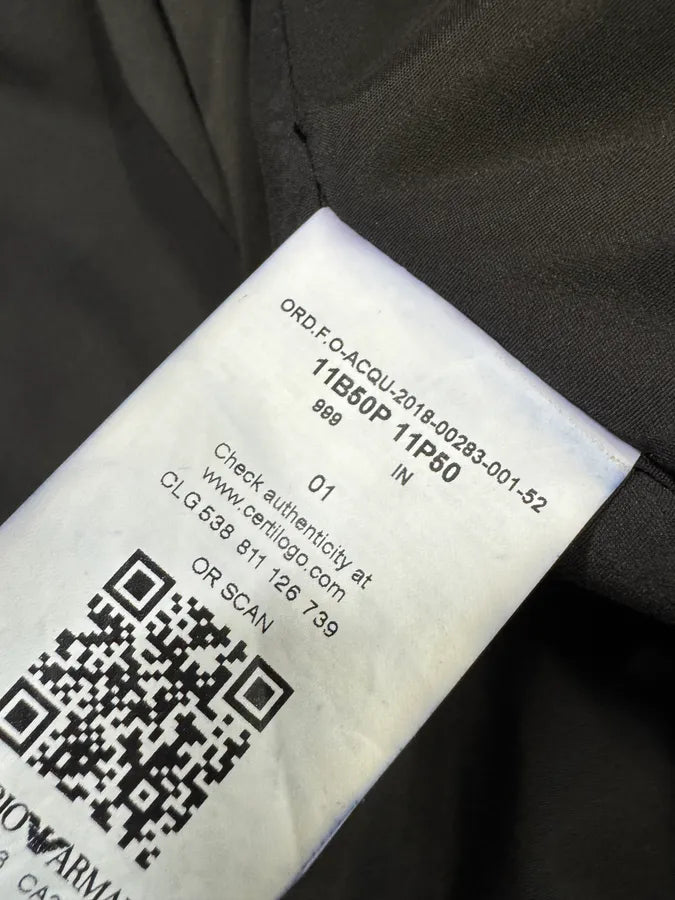 FW2018 Emporio Armani Biker Padded Black Leather Jacket lyWlnHu 8