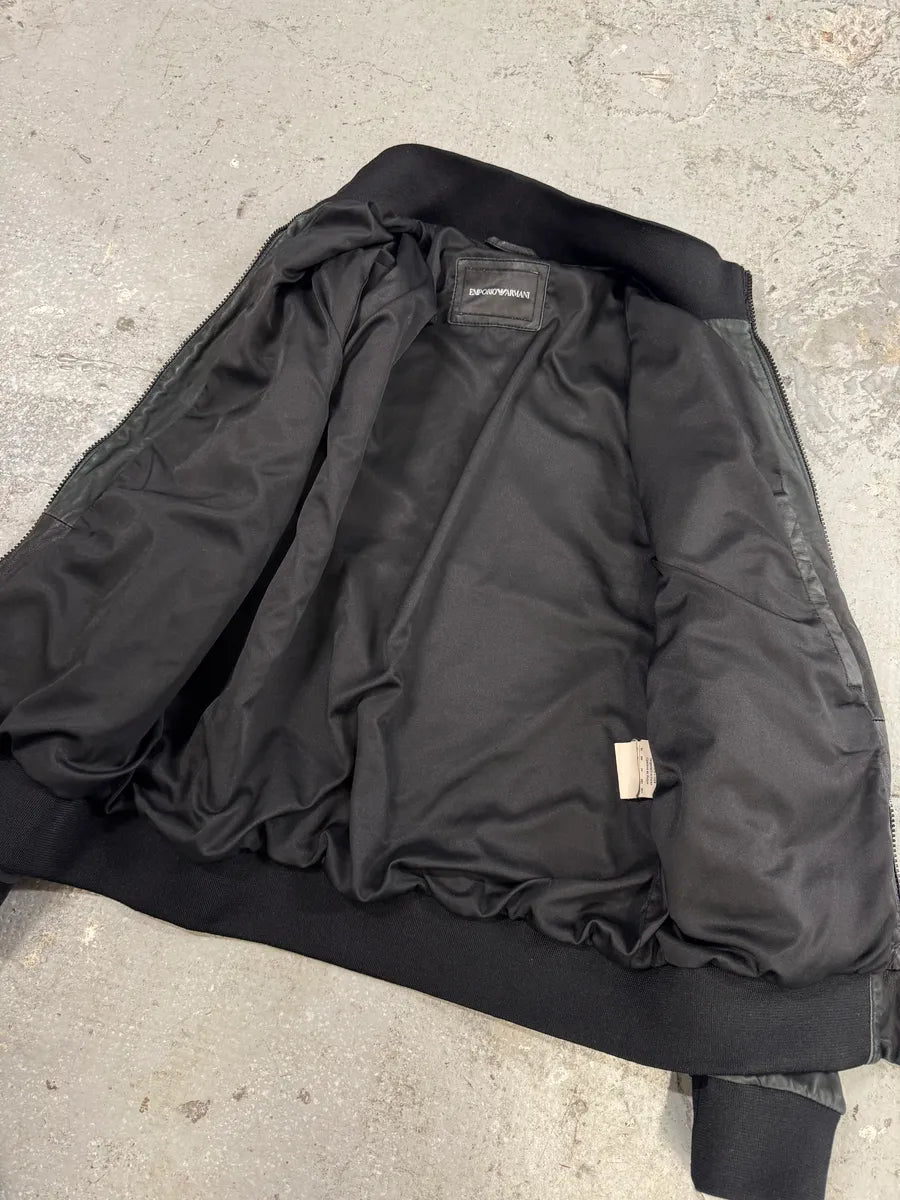 FW2018 Emporio Armani Black Leather Jacket OWPrCsT 9