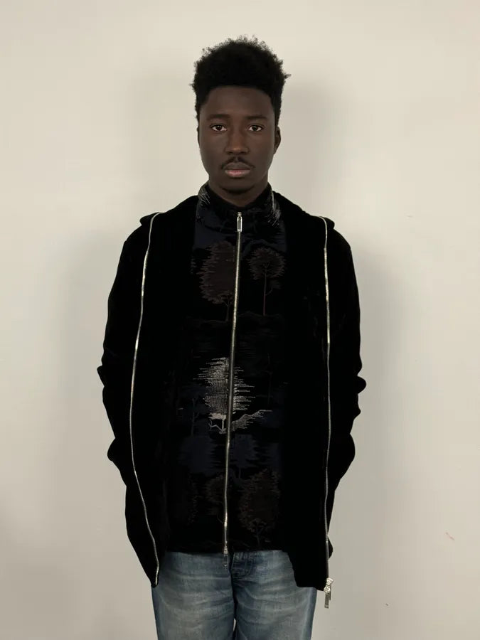 FW2018 Emporio Armani Layered Black Floral Hooded Jacket eibjIzN 3