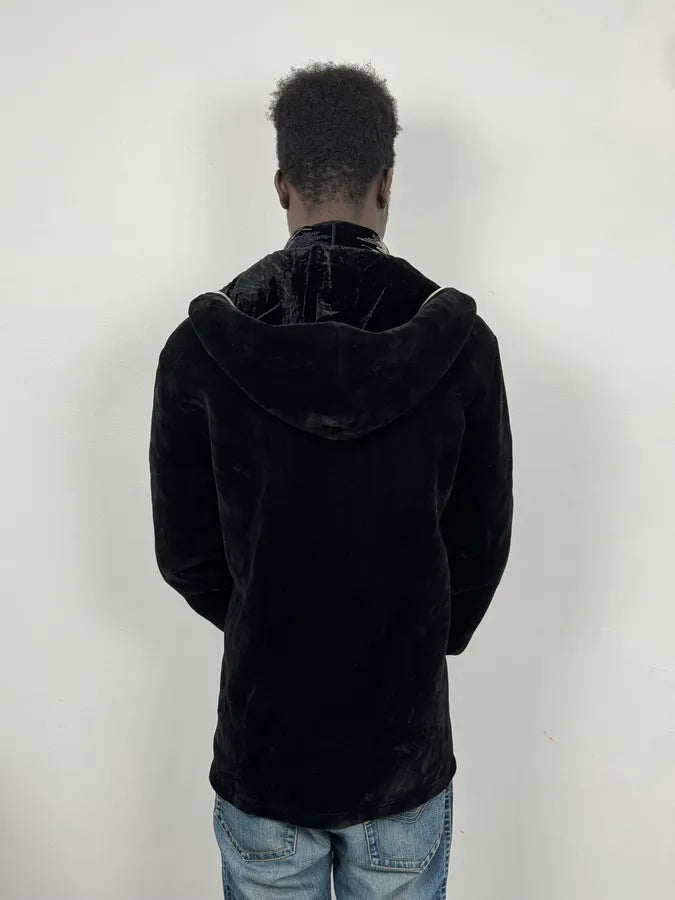 FW2018 Emporio Armani Layered Black Floral Hooded Jacket eibjIzN 5