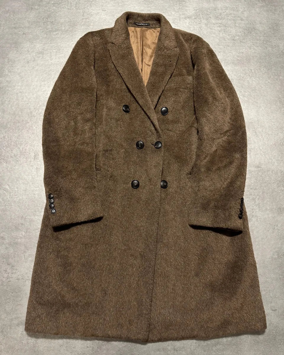 FW2018 Emporio Armani Sartorial Faux Fur Brown Trench Coat dVAxbzp 0