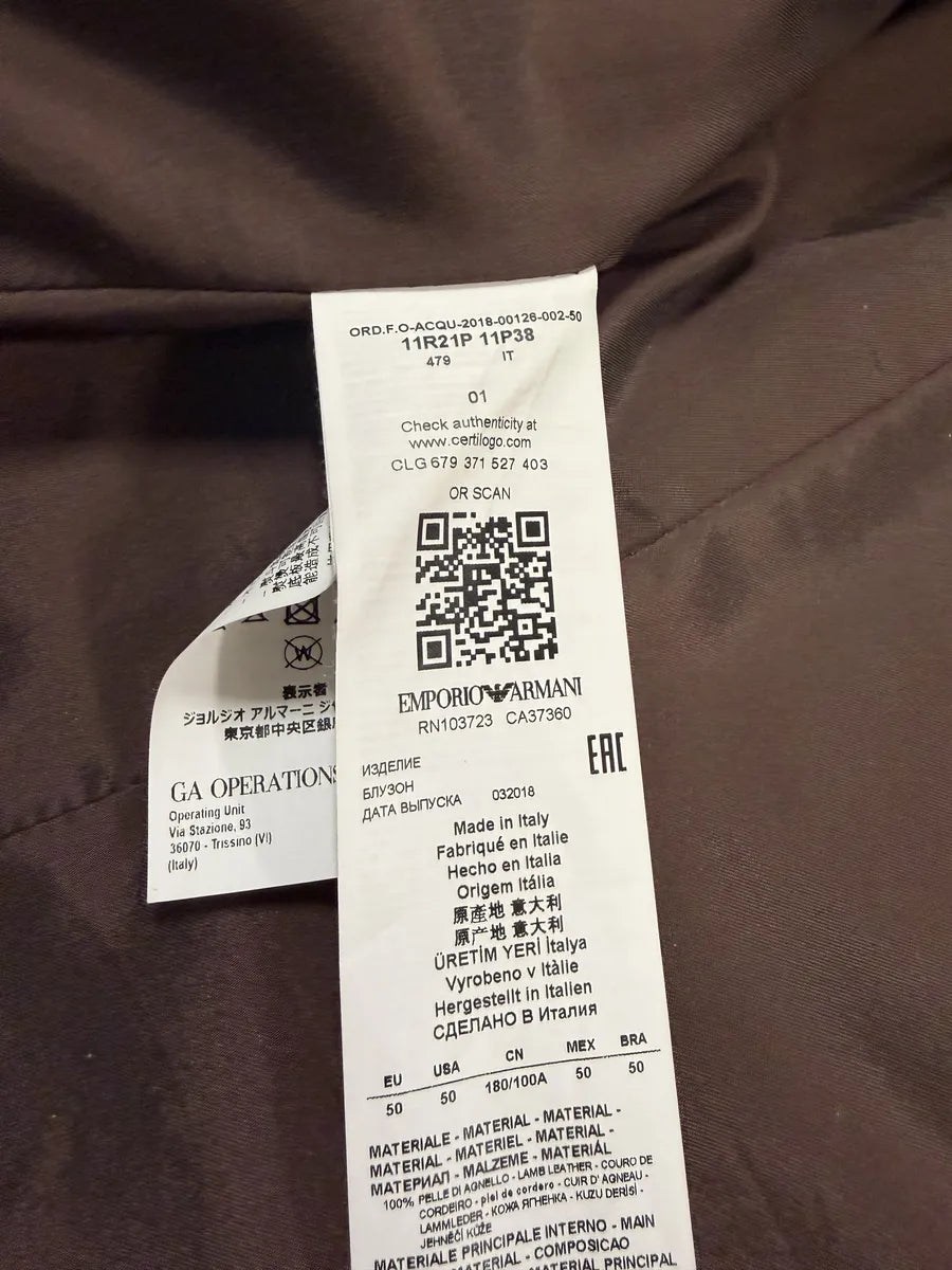 FW2018 Emporio Armani Vulcano Red & Black Eroded Leather Jacket iiEVRBY 8