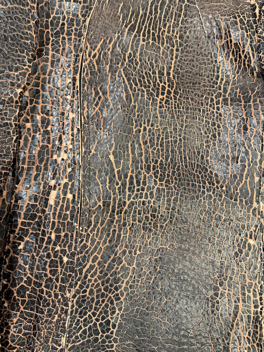 FW2018 Emporio Armani Vulcano Red & Black Eroded Leather Jacket iiEVRBY 9