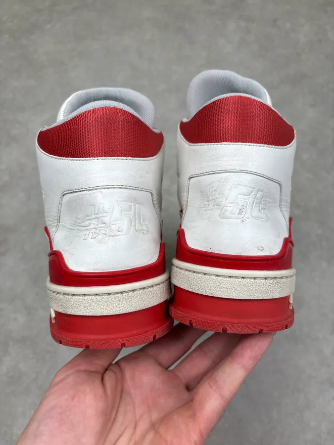 FW2018 Louis Vuitton White Leather Trainer High Sneakers gqGpteL 6