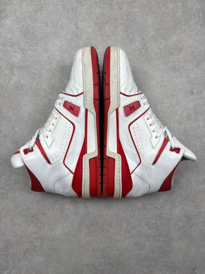 FW2018 Louis Vuitton White Leather Trainer High Sneakers gqGpteL 5