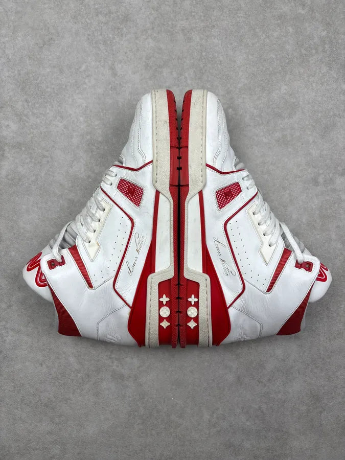 FW2018 Louis Vuitton White Leather Trainer High Sneakers gqGpteL 4
