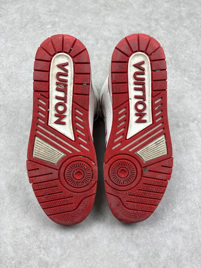 FW2018 Louis Vuitton White Leather Trainer High Sneakers gqGpteL 7