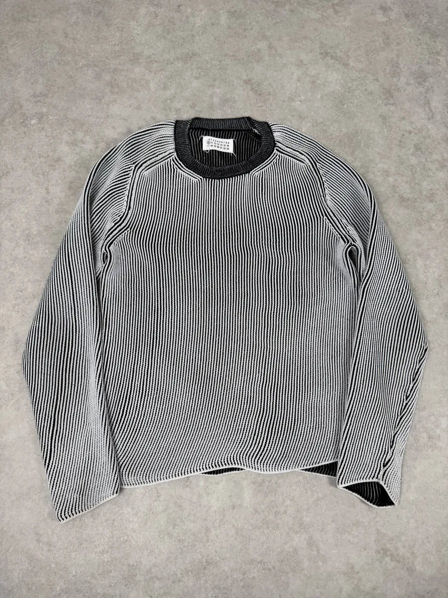 FW2018 Maison Margiela Lined White Black Sweater wvvgWNC 0