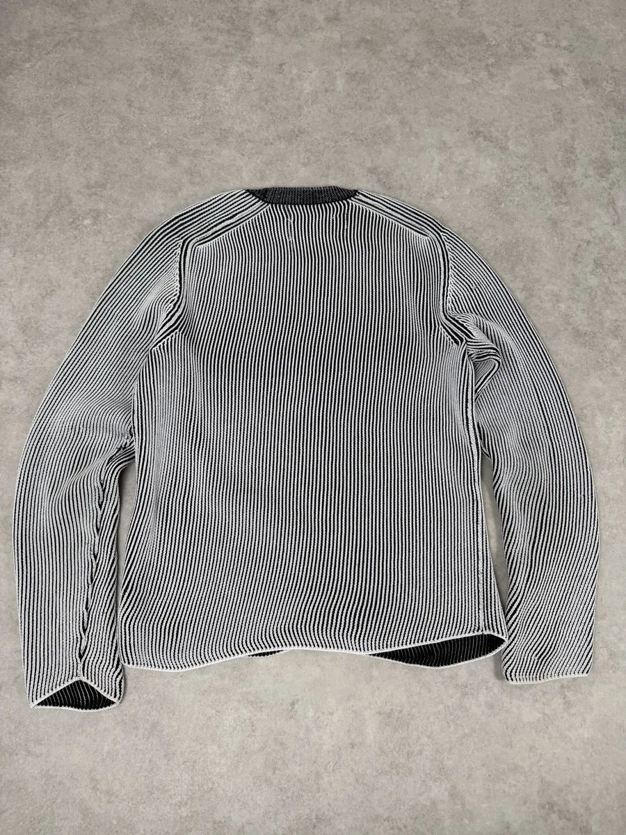 FW2018 Maison Margiela Lined White Black Sweater wvvgWNC 1
