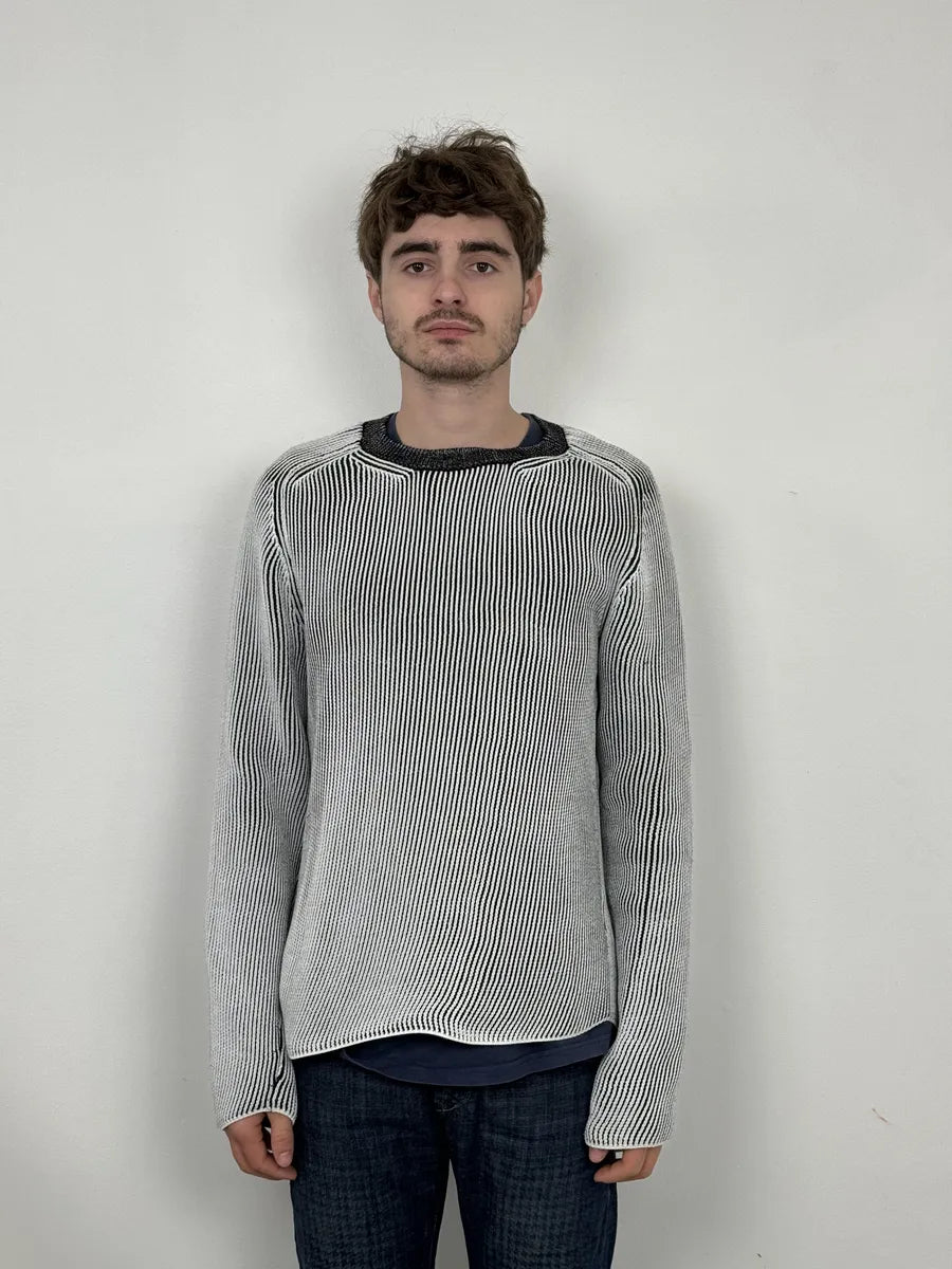 FW2018 Maison Margiela Lined White Black Sweater wvvgWNC 2