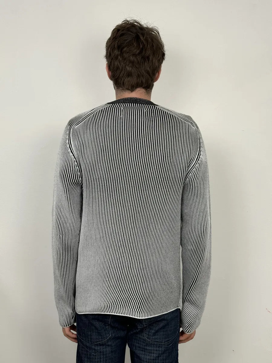 FW2018 Maison Margiela Lined White Black Sweater wvvgWNC 3