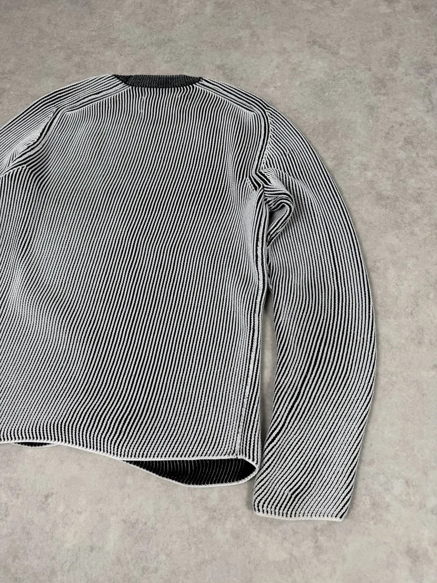 FW2018 Maison Margiela Lined White Black Sweater wvvgWNC 5