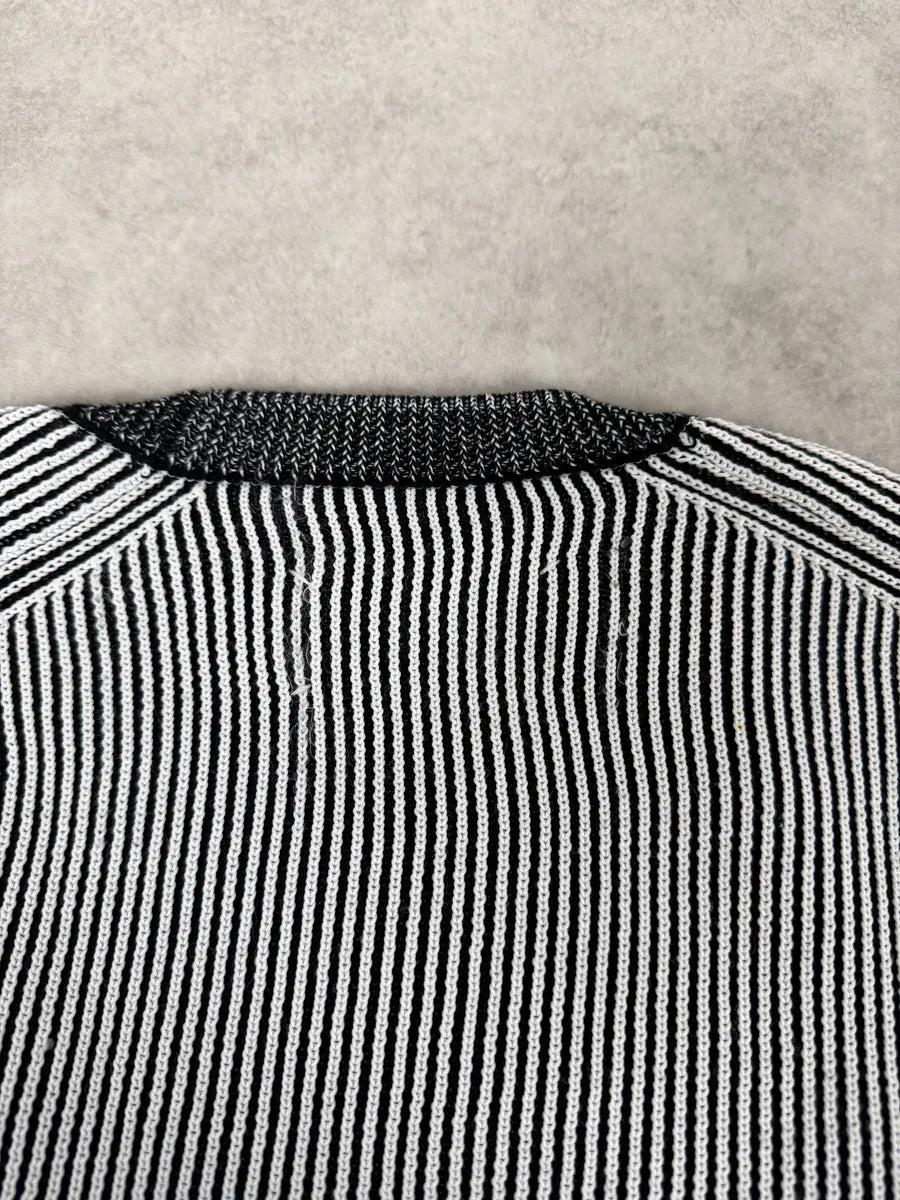 FW2018 Maison Margiela Lined White Black Sweater wvvgWNC 7