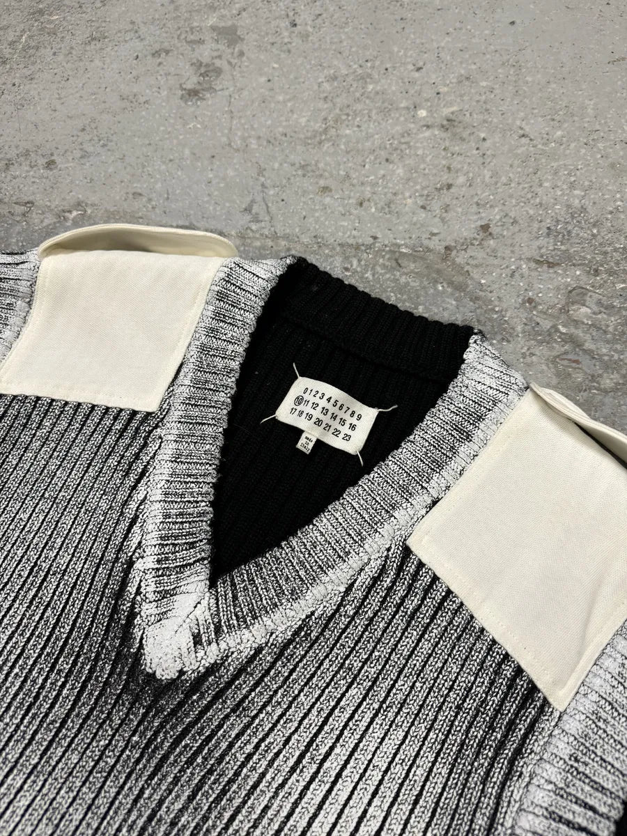 FW2018 Maison Margiela White Painted Wool Sleeveless V Neck Sweater jwpBagM 5