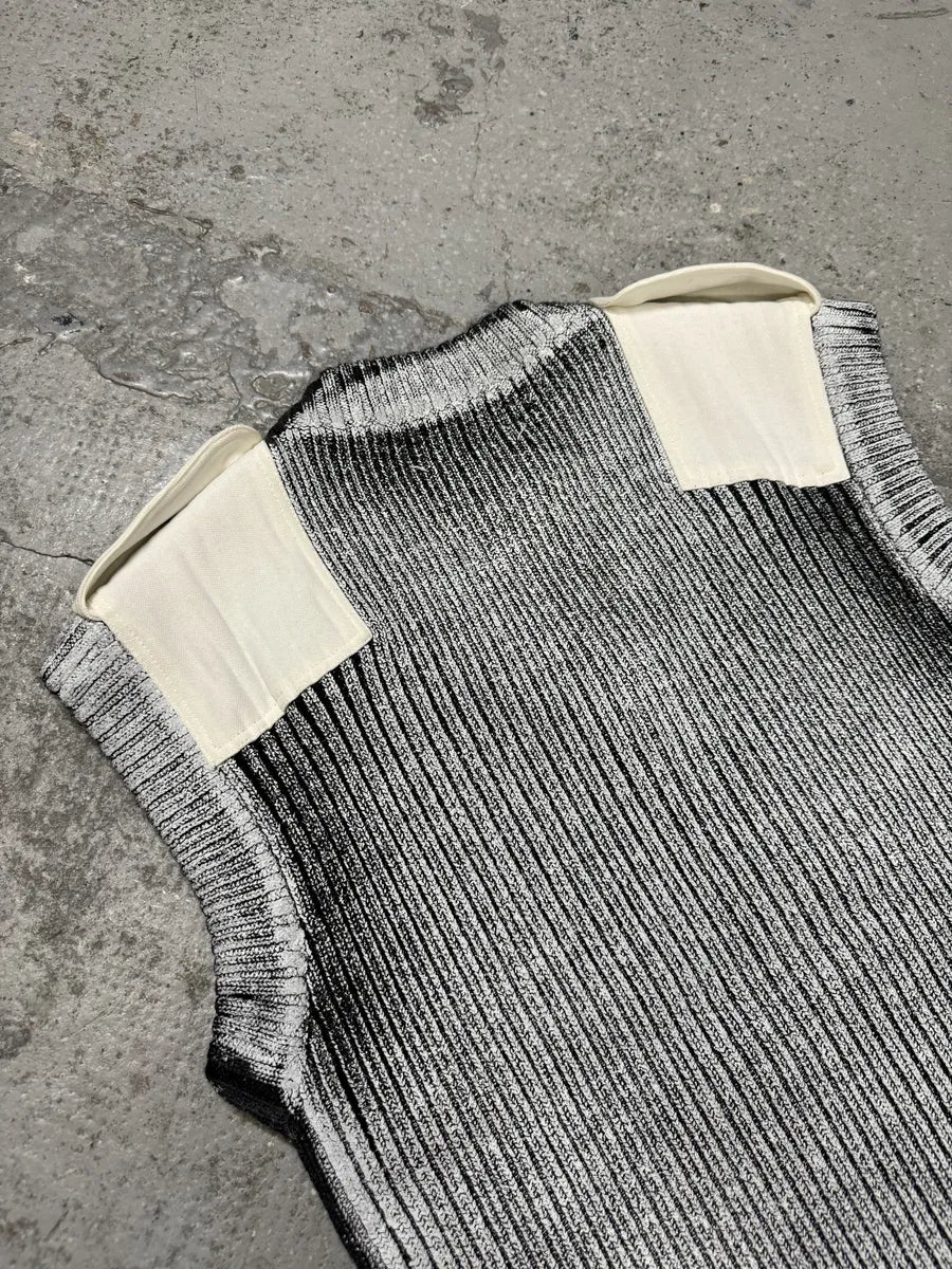 FW2018 Maison Margiela White Painted Wool Sleeveless V Neck Sweater jwpBagM 6