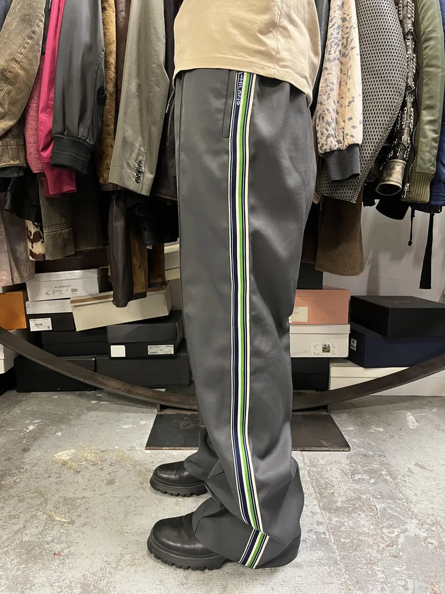 FW2018 Prada Grey & Green Lined Trousers Pants QCpiQwV 0